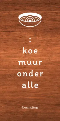 Eenvoudige Koreaanse restaurantborden met witte tekst en noedelillustraties