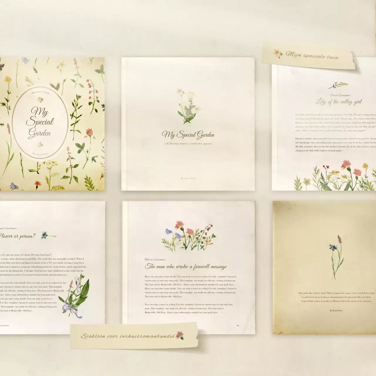 Emotioneel bundelpakket met gebroken wit, vervaagd aquarel fictieboekconcept