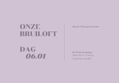 Enveloppe voor huwelijksuitnodiging met trouwgerelateerde tekst