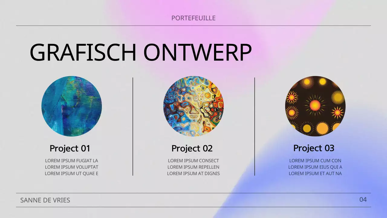 Een moderne portfolio in roze en blauw