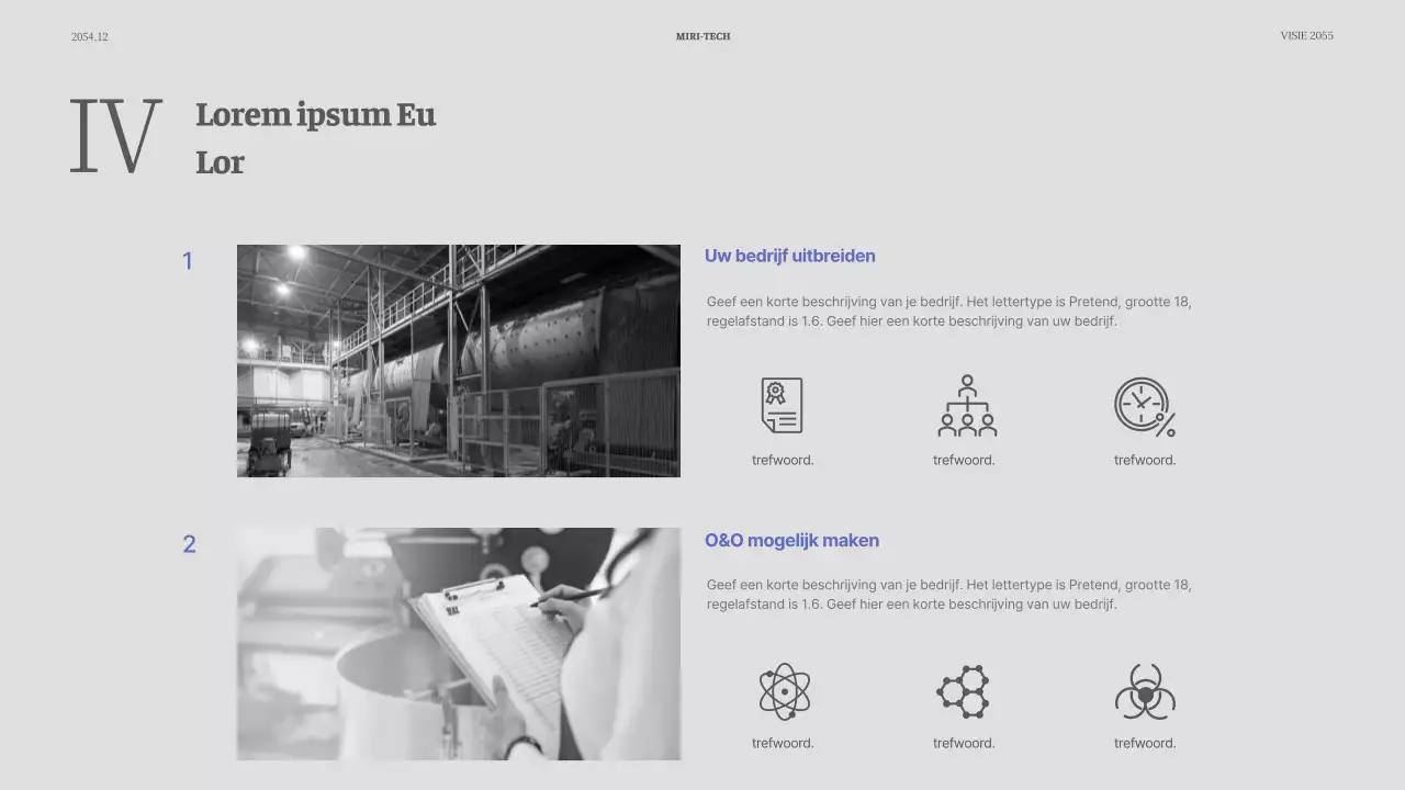 Eenvoudige evenementpresentatie in blauw en grijs