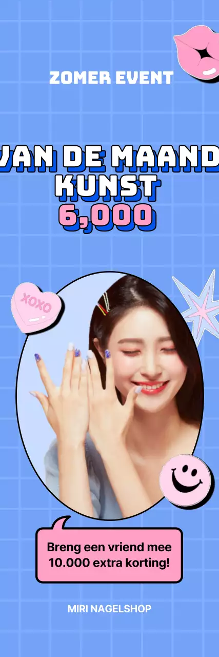 Kitscherige nageldeals in lichtblauwe en roze frames