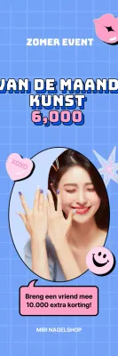 Kitscherige nageldeals in lichtblauwe en roze frames