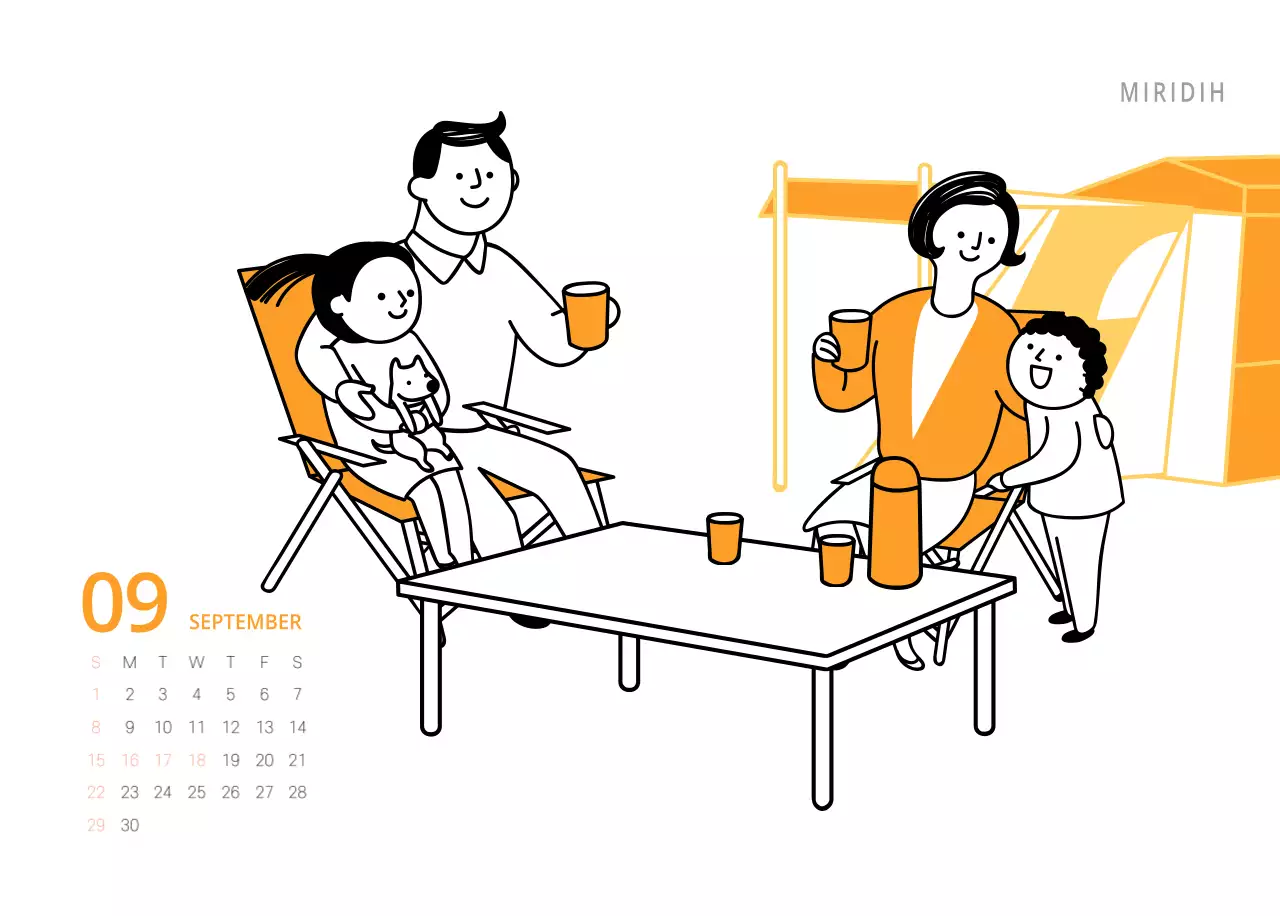 Veelkleurige geïllustreerde kalender