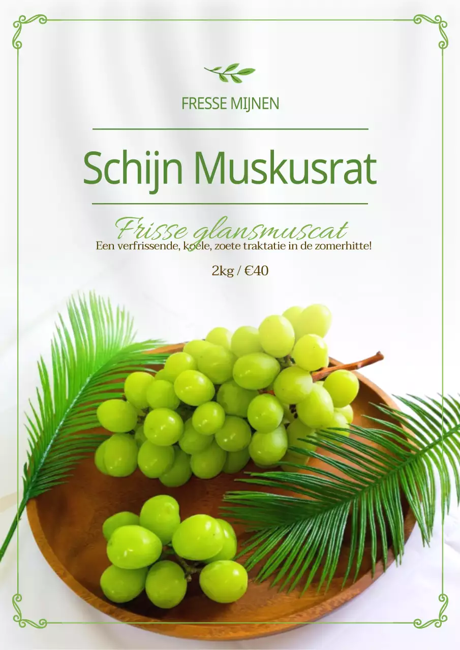 Groen en eenvoudig zomerfruit glans muskaat promotie poster