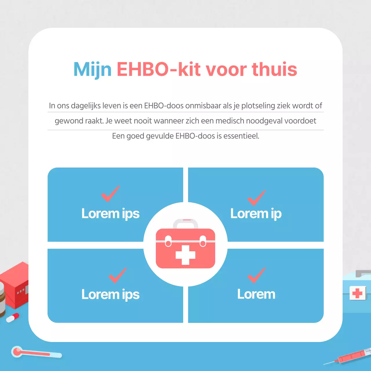 EHBO-kaart in lichtblauwNews Design