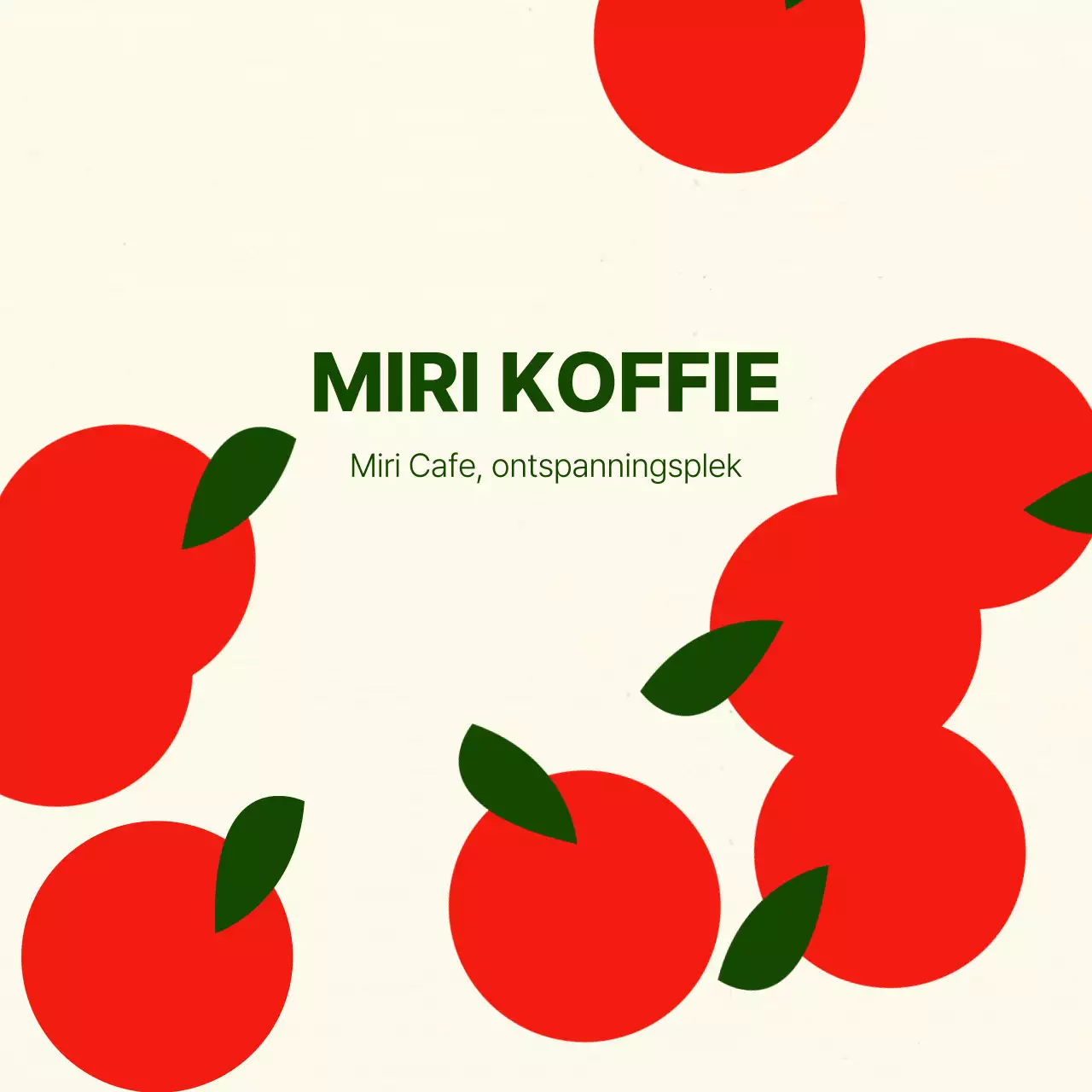 De sticker van het cirkelcafe op gele achtergrond met rode appel