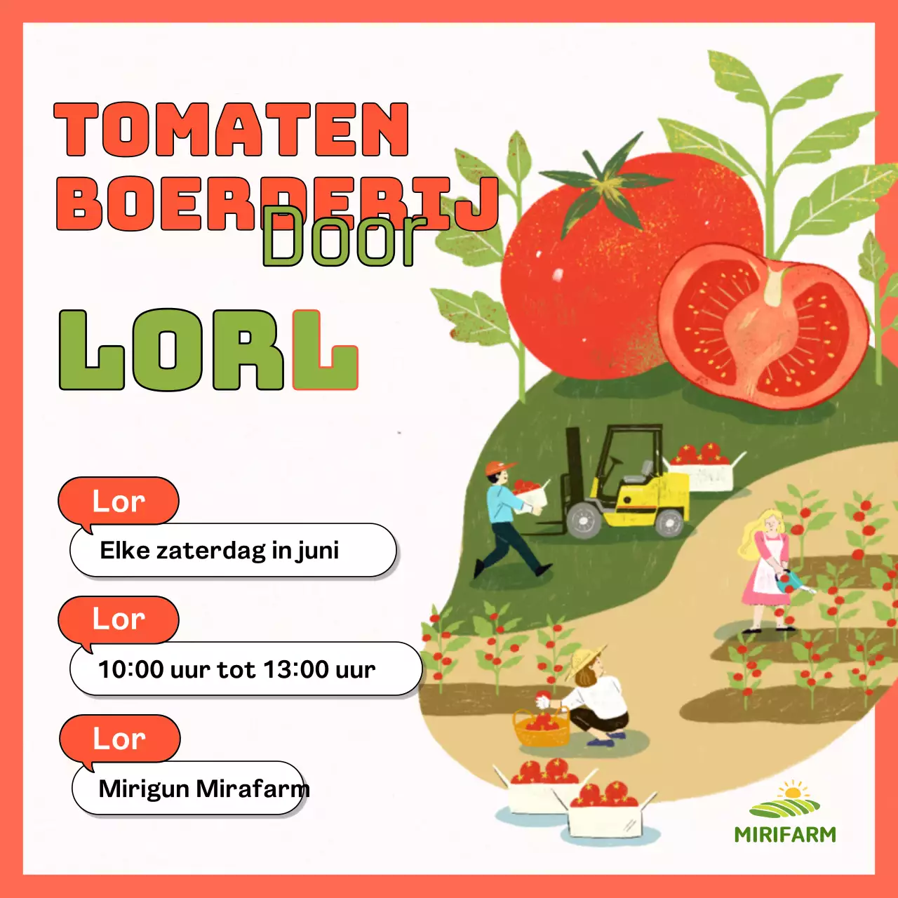 Kennismaking met de oranje geïllustreerde tomatenkwekerij
