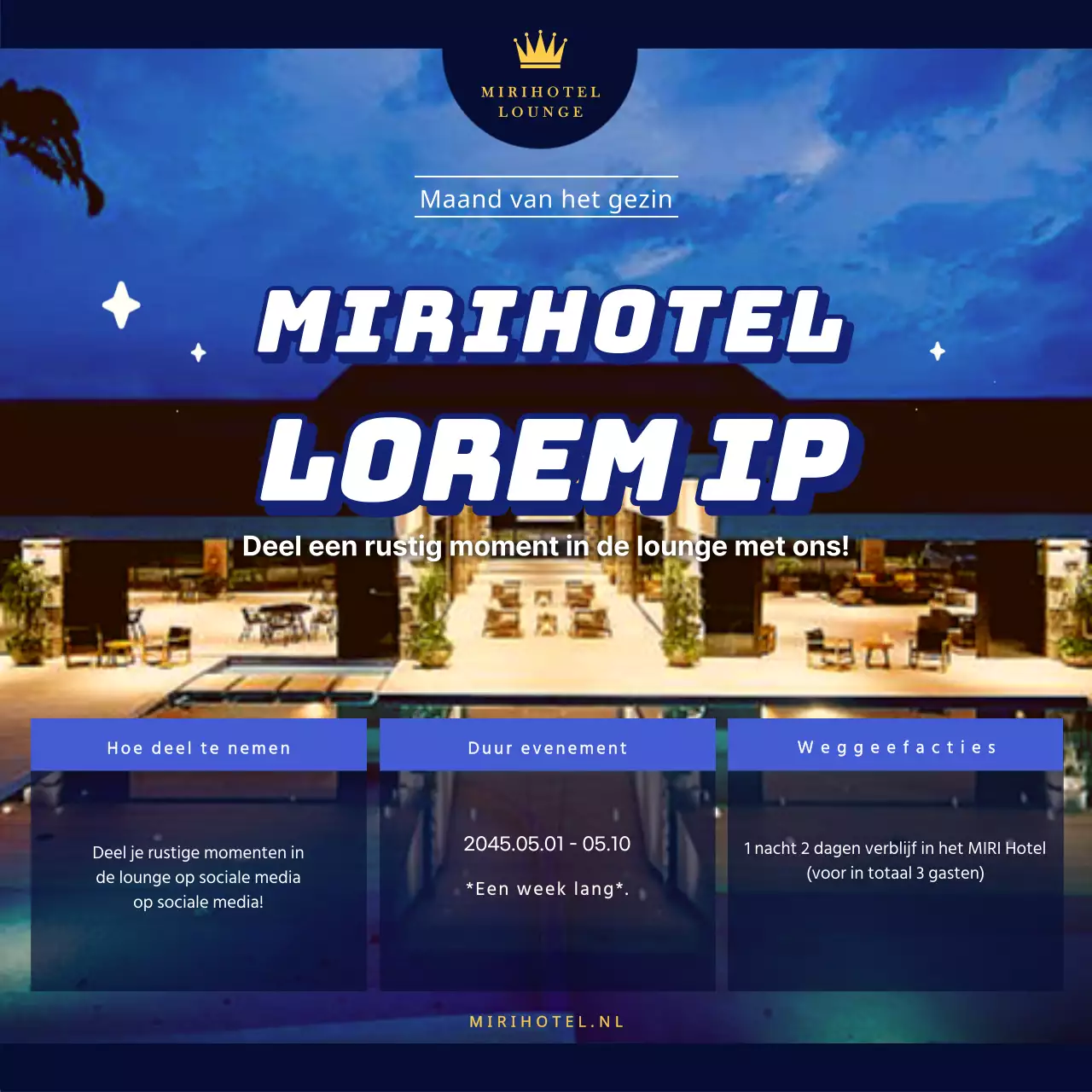 Hotelrecensie met uitzicht op de blauwe lucht
