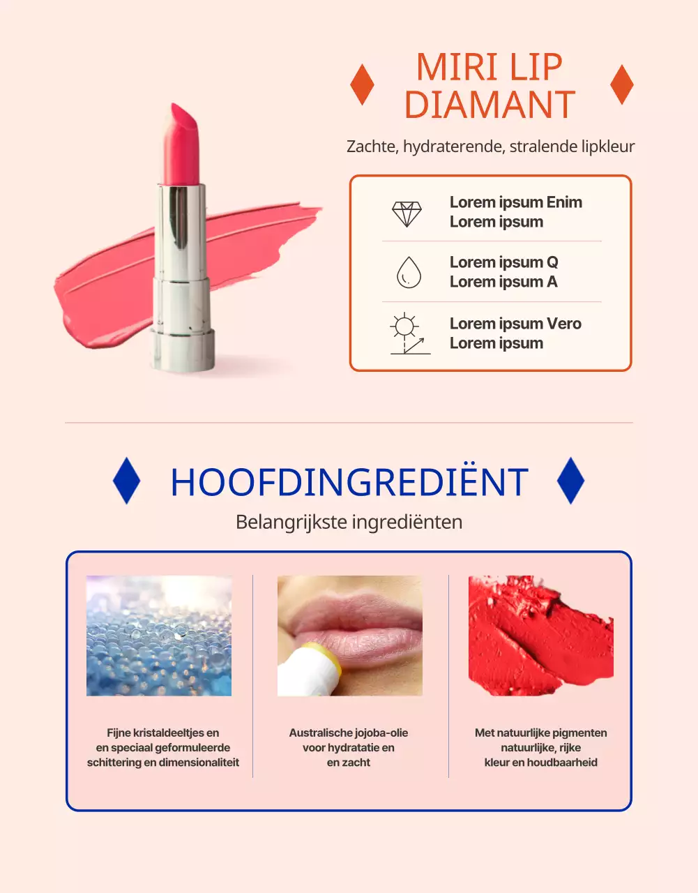 Promoot levendige lipsticks met roze-oranje kleuraccenten