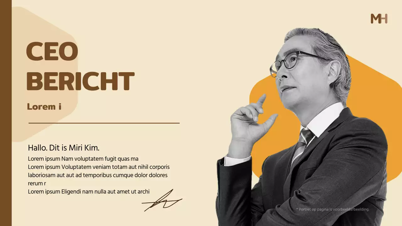 Een gele en bruine kitscherige brief van een bedrijf voor biologische producten