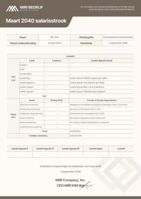 Ivoorbruine eenvoudige salarisstrook documentatie