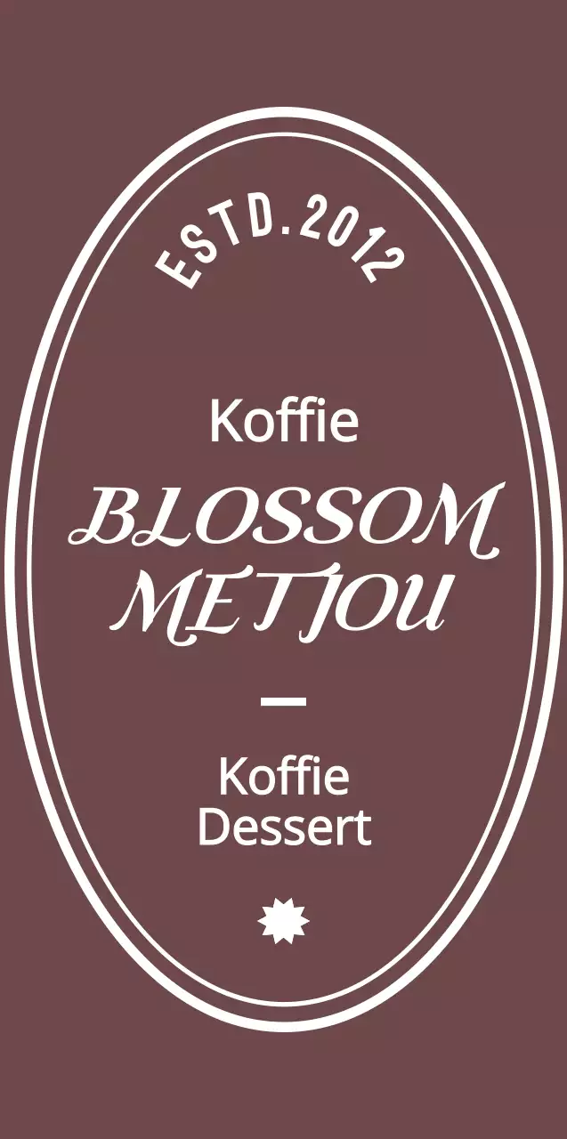 Het logo van het café is een sentimenteel bruin en wit kleurenschema.