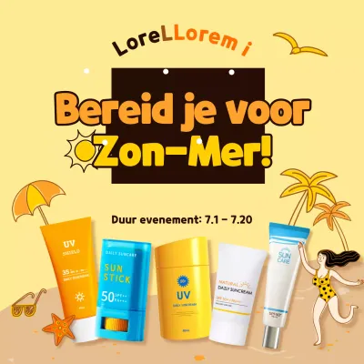 Geel Geïllustreerd Concept Zonnebrandcrème Zomerspecials Social Media