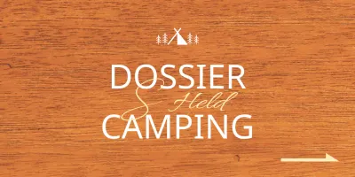 Een locatie voor een campingkantoor met een emotioneel concept met witte en gele campingillustraties