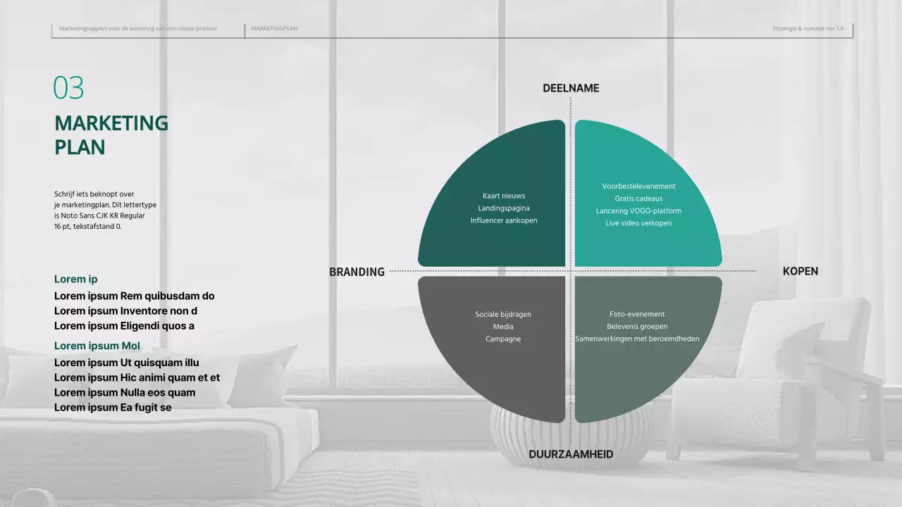 Donkergroen online marketingplan voor meubels