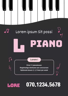 Zwart-wit toetsenbord illustratie muziekschool promotie