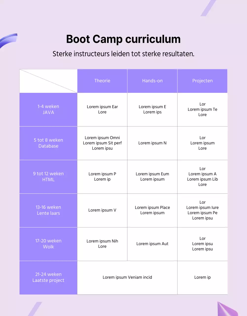 Coding Academy training in paars en zwart