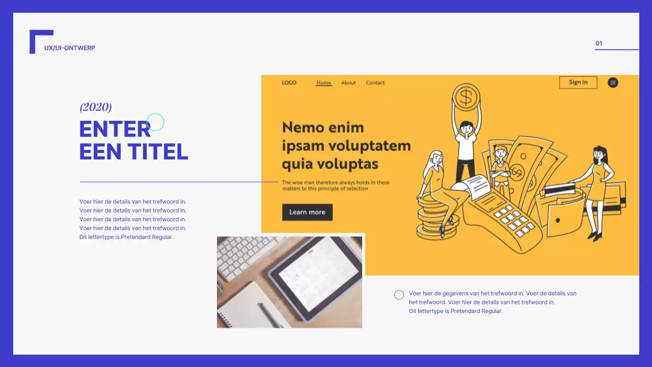 Een eenvoudige portfolio in blauw en wit