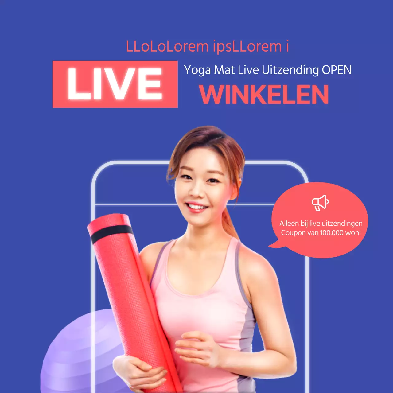 Dahong Blue Live Shopping Yoga Mat Live Uitzending Aankondiging Korting Coupon