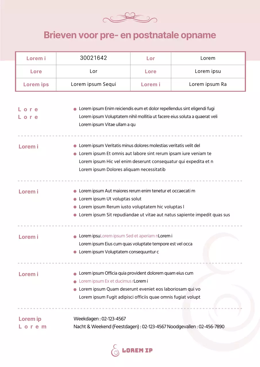 Roze toelatingsbrief documentatie