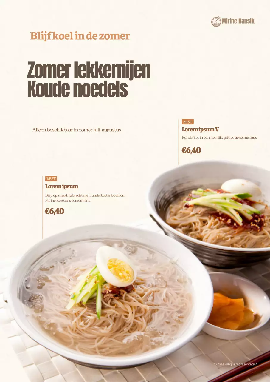 Een poster voor een tempuracurry van garnalen met gedempte tinten