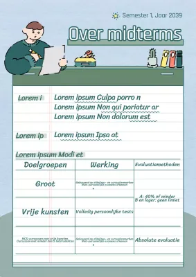 Groene en blauwe schattige illustratie concept midterm guide