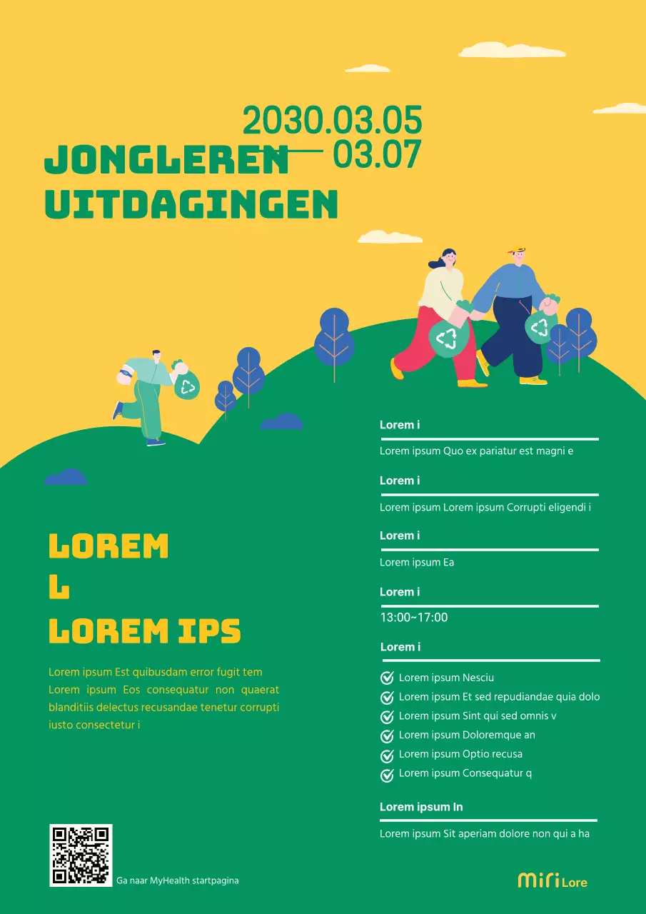 Uitdagingsposter in geelgroen