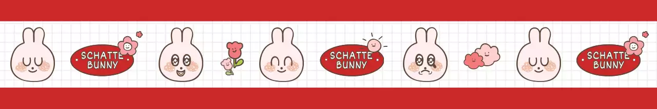 Rood en wit konijntje illustratiepatroon in een aaibare en schattige stijl