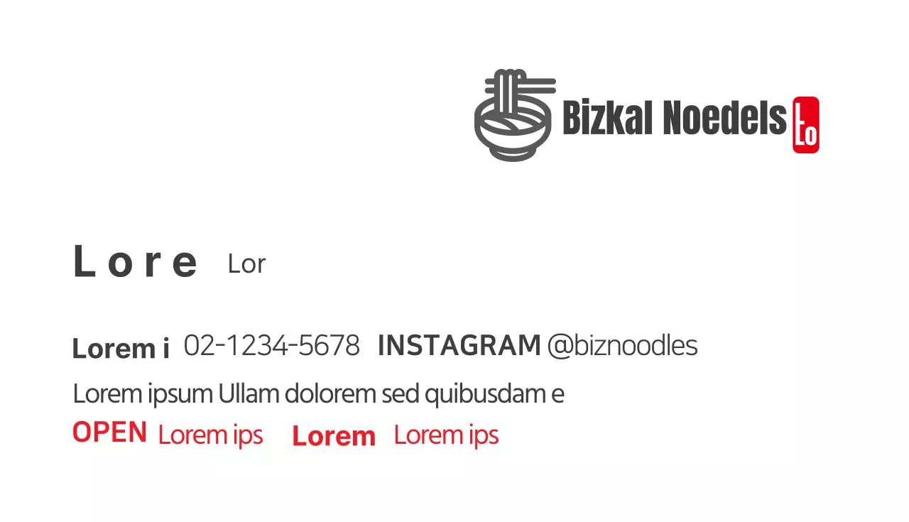 grijs rood illustratie logo noodle visitekaartje