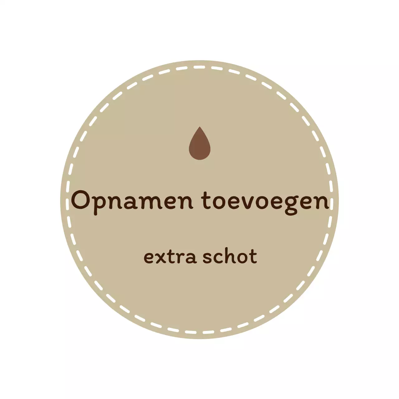 Een beige en bruin cafélabel met een emotionele stijl