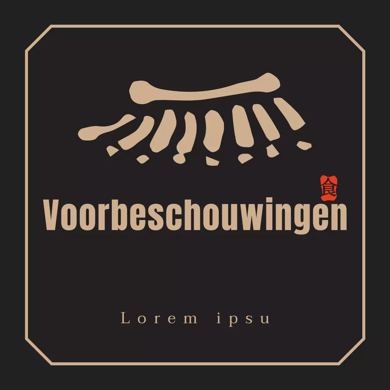 Clean concept Koreaans restaurant logo bewegwijzering in donkerbruin en geel om het restaurant te promoten.