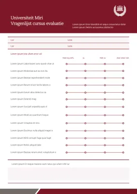 Vragenlijst cursusevaluatie Miri Universiteit Document Sjabloon Cursusevaluatie