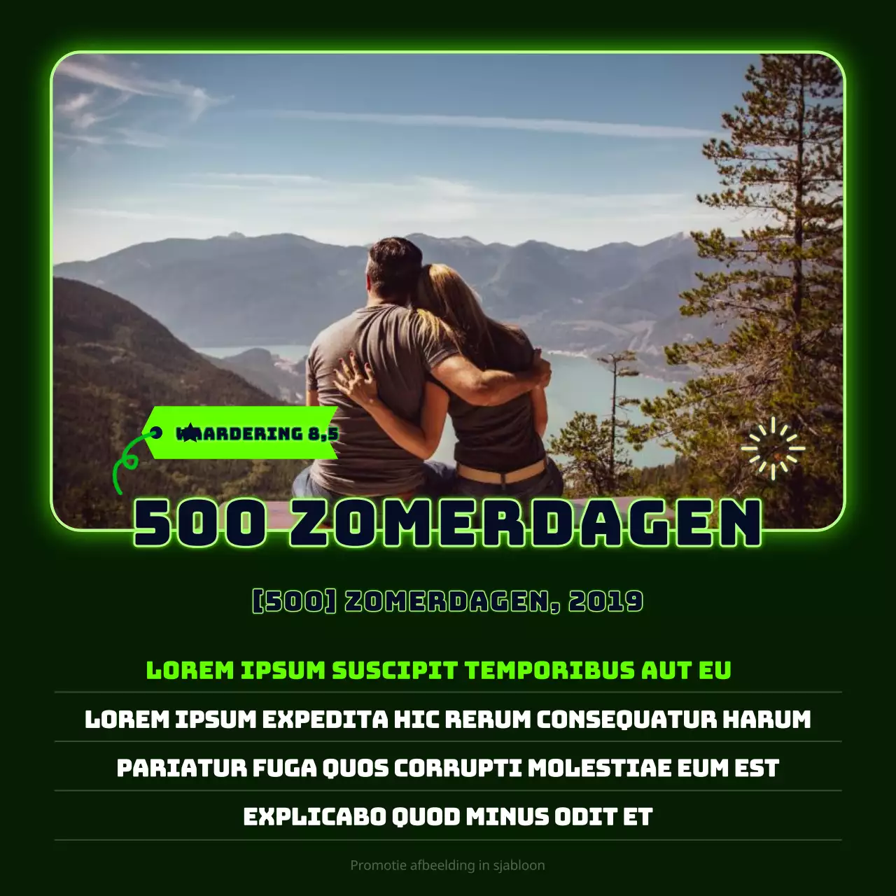 Filmaanbevelingen voor een late date night met een marineblauwe achtergrond en neonborden