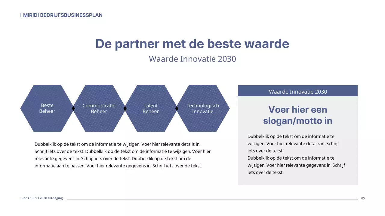 Een eenvoudig ondernemingsplan in marinetinten