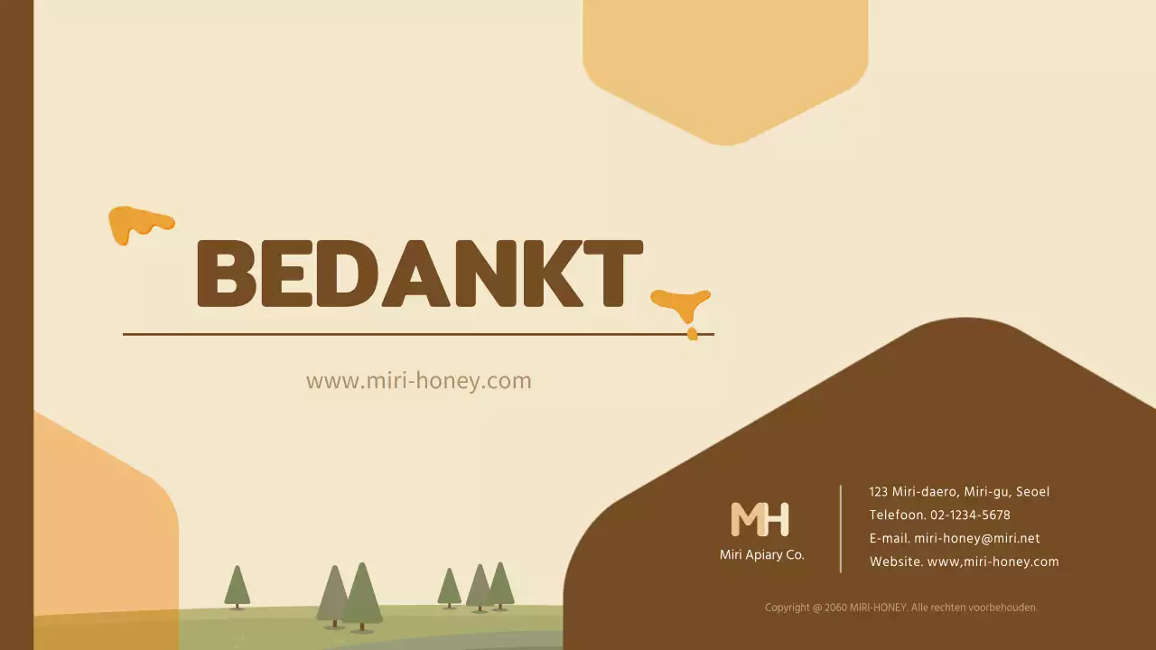 Een gele en bruine kitscherige brief van een bedrijf voor biologische producten