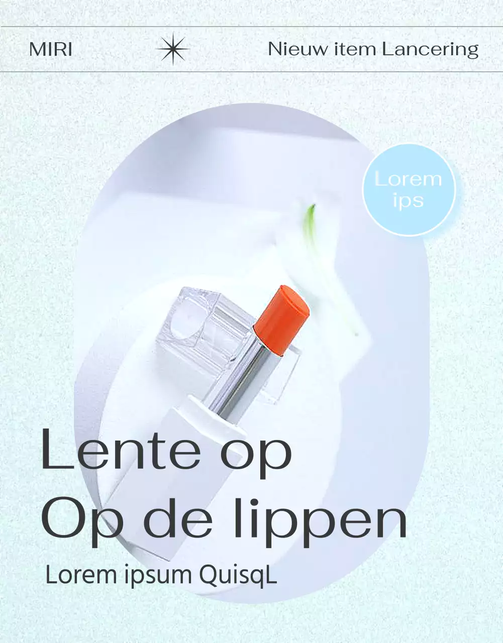 Open verkoop van lippenbalsem met lichtblauwe en witte accentafbeeldingen