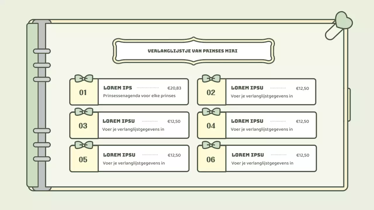 Schattige agenda concept presentatieset in lichtblauw en groen