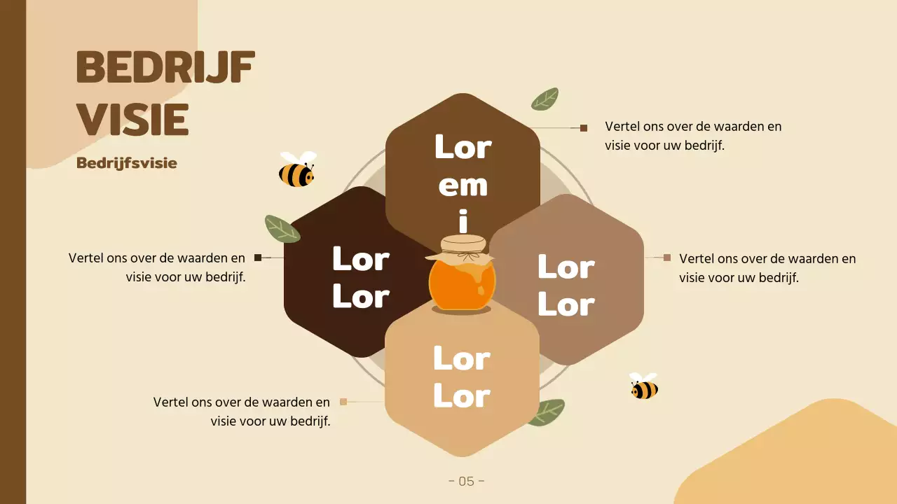 Een gele en bruine kitscherige brief van een bedrijf voor biologische producten