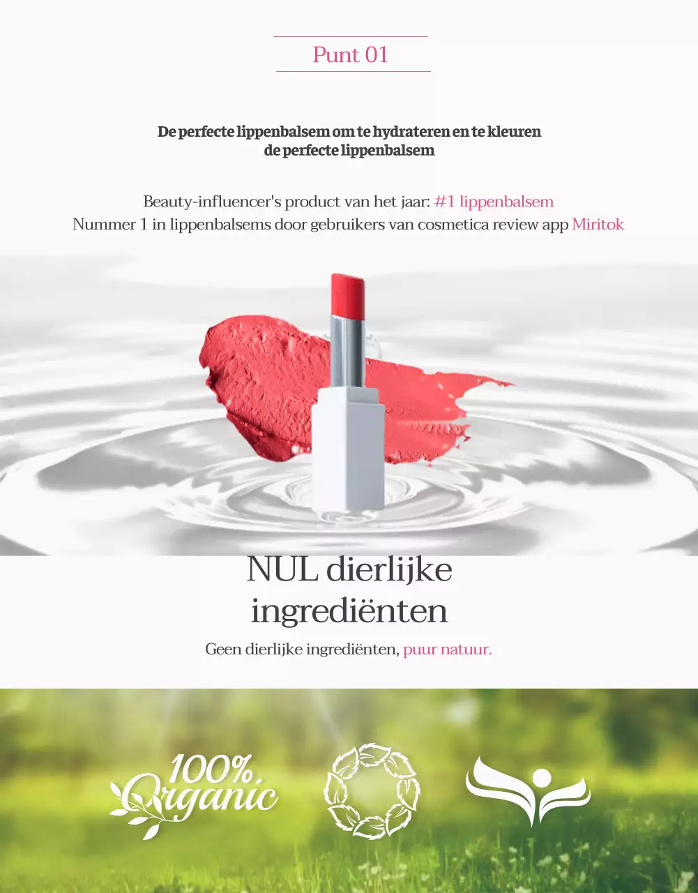 Introductie van een schone en elegante lippenbalsem in wit en roze