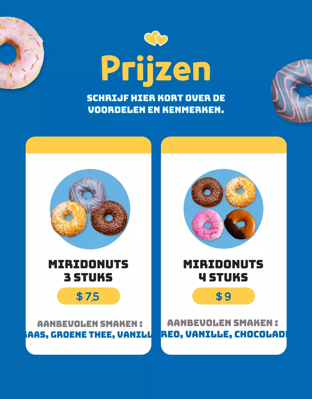 Donuts verkopen met een leuk blauw concept