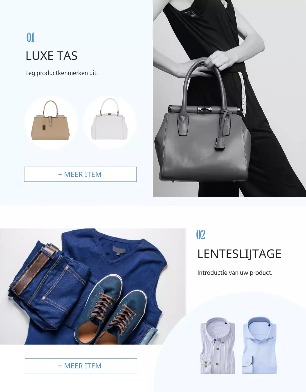 Lichtblauw Instagram vernieuwd productgids thema