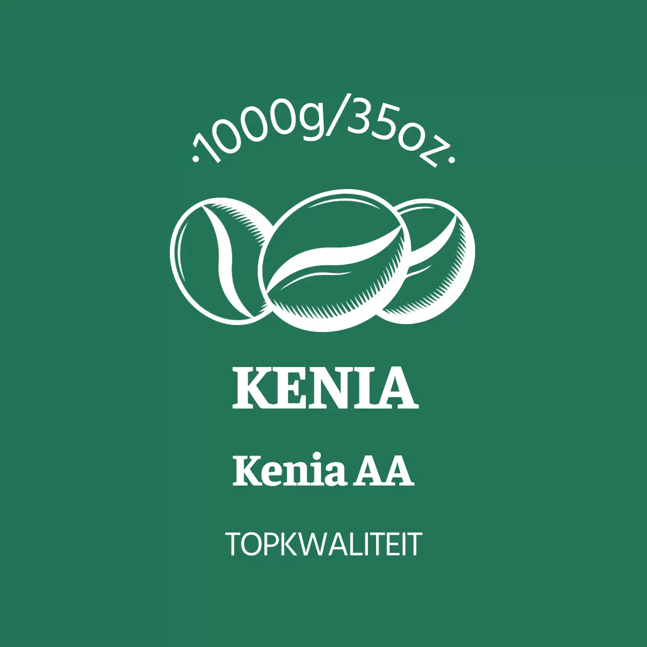 Keurig koffiebonenlabel met groene illustratie