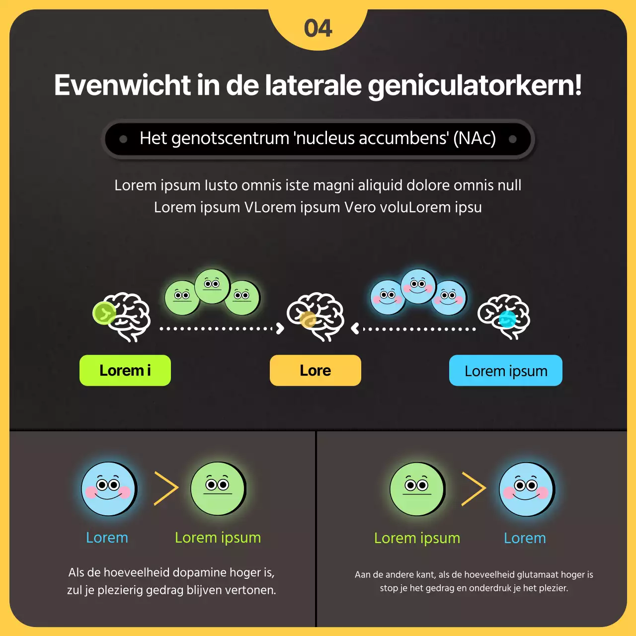 Neurowetenschappelijke aspecten in een zwart-geel illustratieconcept Goede voornemens en stoppen met roken