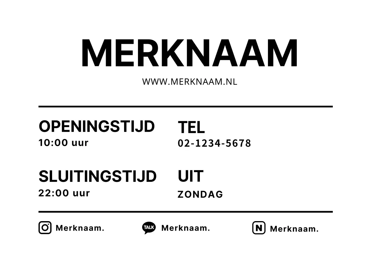 Transparante poster met eenvoudige openingstijden