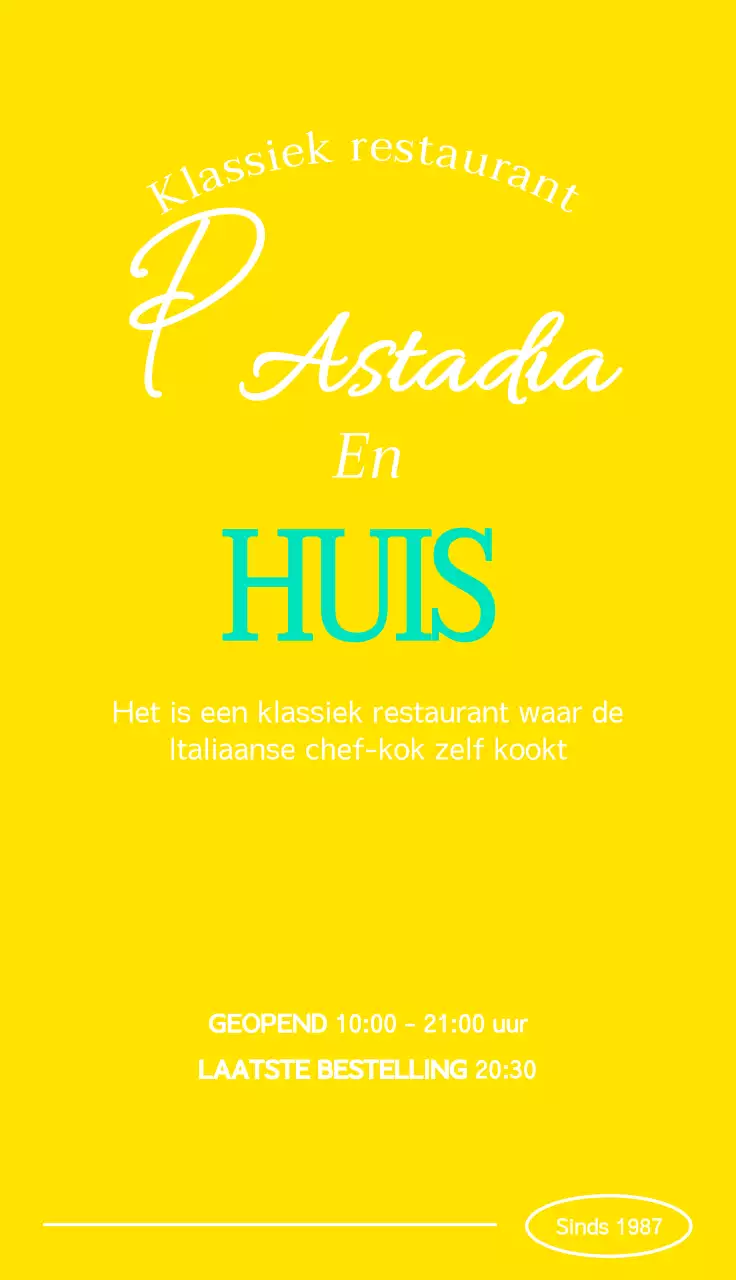 Luxe pastarestaurant met briefpapier in lijnletters