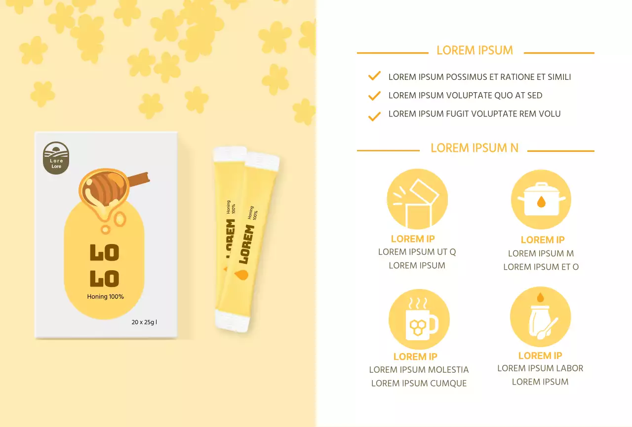 Gele schattige honingstick ansichtkaart voor product promotie