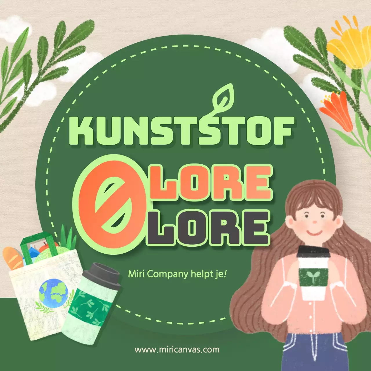 Groen handgetekend campagne-thema voor natuurbehoud