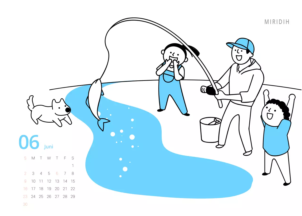 Veelkleurige geïllustreerde kalender