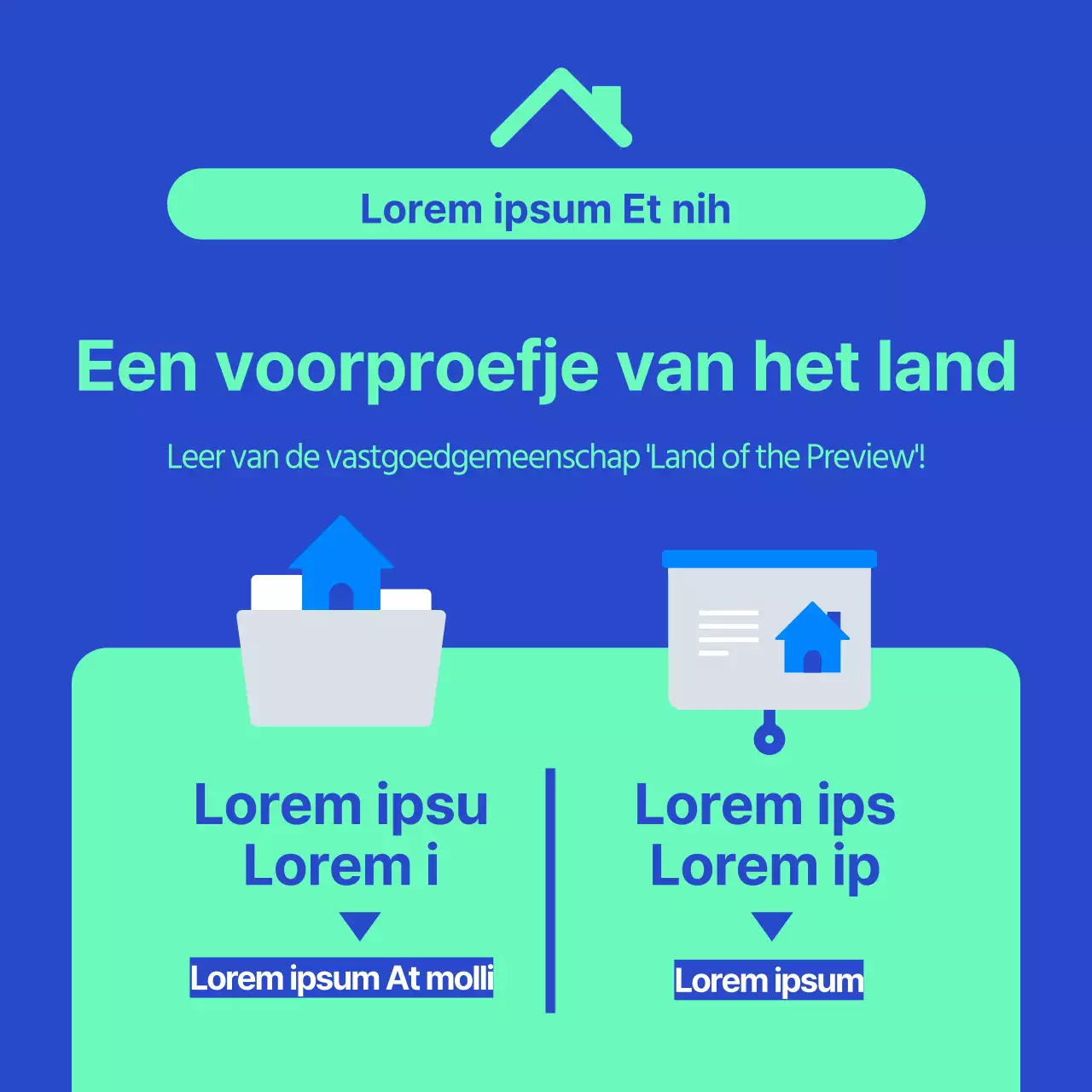 Blauw en mint huispictogram Voorziening voor reparaties op lange termijn